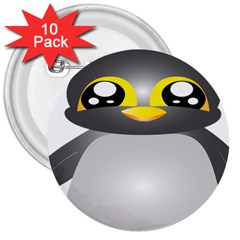 Cute Penguin Animal 3  Buttons (10 Pack)  by Sudhe