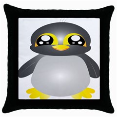 Cute Penguin Animal Throw Pillow Case (black) by Sudhe