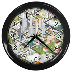 Simple Map Of The City Wall Clock (black) by Sudhe