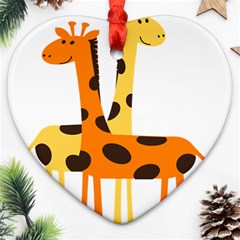 Giraffe Africa Safari Wildlife Heart Ornament (two Sides) by Sudhe