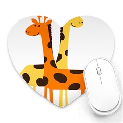 Giraffe Africa Safari Wildlife Heart Mousepads by Sudhe