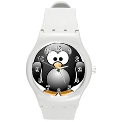 Penguin Birds Aquatic Flightless Round Plastic Sport Watch (m) by Sudhe