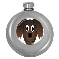 Dog Pup Animal Canine Brown Pet Round Hip Flask (5 Oz) by Sudhe