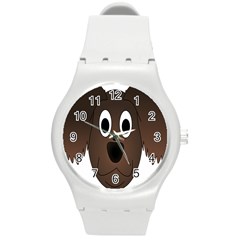 Dog Pup Animal Canine Brown Pet Round Plastic Sport Watch (m) by Sudhe