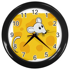 Rat Mouse Cheese Animal Mammal Wall Clock (black) by Sudhe