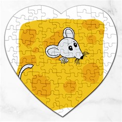 Rat Mouse Cheese Animal Mammal Jigsaw Puzzle (heart) by Sudhe