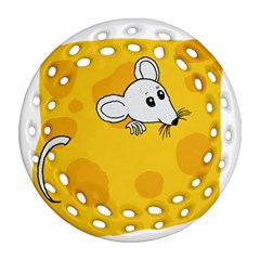 Rat Mouse Cheese Animal Mammal Ornament (round Filigree) by Sudhe