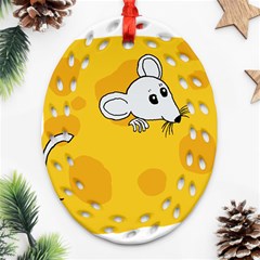 Rat Mouse Cheese Animal Mammal Ornament (oval Filigree) by Sudhe