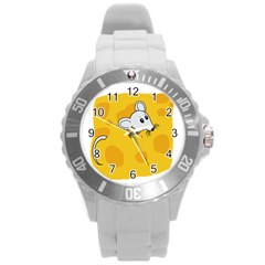 Rat Mouse Cheese Animal Mammal Round Plastic Sport Watch (l) by Sudhe