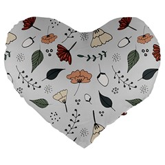 Grey Toned Pattern Large 19  Premium Heart Shape Cushions by Sudhe