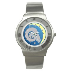 Ram Zodiac Sign Zodiac Moon Star Stainless Steel Watch by Sudhe