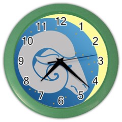 Ram Zodiac Sign Zodiac Moon Star Color Wall Clock by Sudhe