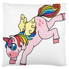 Unicorn Arociris Raimbow Magic Large Flano Cushion Case (two Sides) by Sudhe