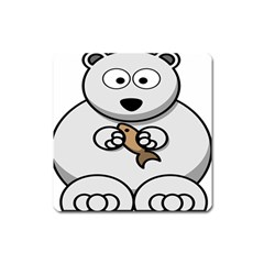 Bear Polar Bear Arctic Fish Mammal Square Magnet by Sudhe