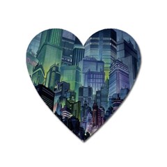 City Night Landmark Heart Magnet