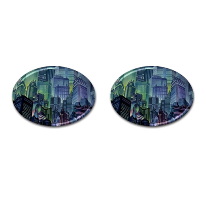 City Night Landmark Cufflinks (Oval)