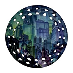 City Night Landmark Ornament (round Filigree) by Sudhe