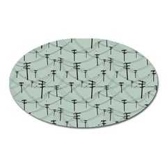 Telephone Lines Repeating Pattern Oval Magnet by Sudhe