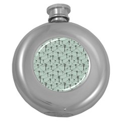 Telephone Lines Repeating Pattern Round Hip Flask (5 Oz) by Sudhe