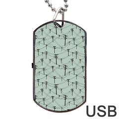 Telephone Lines Repeating Pattern Dog Tag Usb Flash (two Sides) by Sudhe