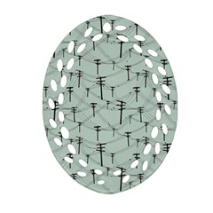 Telephone Lines Repeating Pattern Ornament (oval Filigree) by Sudhe