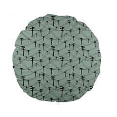 Telephone Lines Repeating Pattern Standard 15  Premium Flano Round Cushions by Sudhe