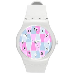 Geometric Pattern Design Pastels Round Plastic Sport Watch (m)