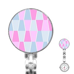 Geometric Pattern Design Pastels Stainless Steel Nurses Watch