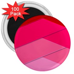 Geometric Shapes Magenta Pink Rose 3  Magnets (100 Pack)