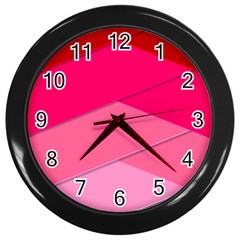 Geometric Shapes Magenta Pink Rose Wall Clock (black)