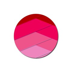 Geometric Shapes Magenta Pink Rose Rubber Round Coaster (4 Pack) 