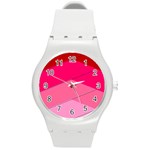 Geometric Shapes Magenta Pink Rose Round Plastic Sport Watch (M) Front