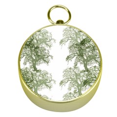 Trees Tile Horizonal Gold Compasses by Sudhe