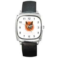 Cat Smart Design Pet Cute Animal Square Metal Watch by Sudhe