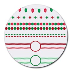 Christmas Borders Frames Holiday Round Mousepads by Sudhe