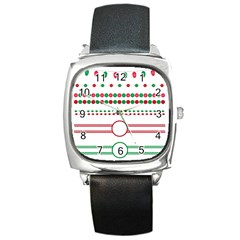 Christmas Borders Frames Holiday Square Metal Watch by Sudhe