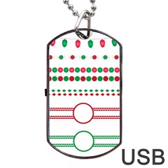 Christmas Borders Frames Holiday Dog Tag Usb Flash (two Sides) by Sudhe