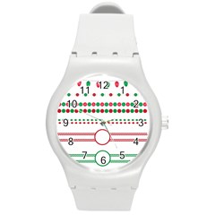 Christmas Borders Frames Holiday Round Plastic Sport Watch (m)