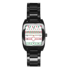 Christmas Borders Frames Holiday Stainless Steel Barrel Watch by Sudhe