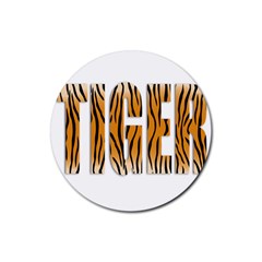 Tiger Bstract Animal Art Pattern Skin Rubber Coaster (round)  by Sudhe