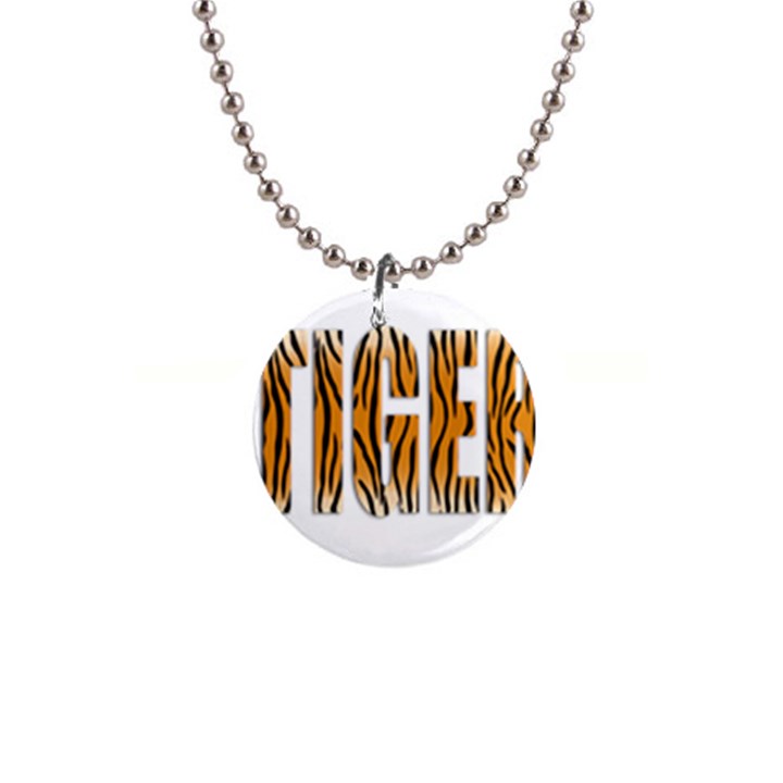 Tiger Bstract Animal Art Pattern Skin 1  Button Necklace