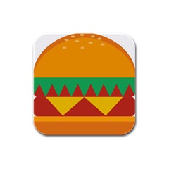 Burger Bread Food Cheese Vegetable Rubber Square Coaster (4 Pack)  by Sudhe