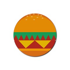 Burger Bread Food Cheese Vegetable Rubber Coaster (round)  by Sudhe