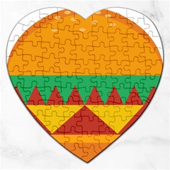 Burger Bread Food Cheese Vegetable Jigsaw Puzzle (heart) by Sudhe