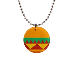 Burger Bread Food Cheese Vegetable 1  Button Necklace by Sudhe