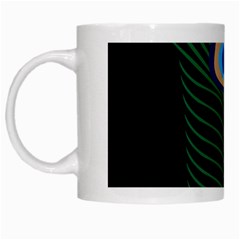 Peacock Feather White Mugs