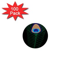 Peacock Feather 1  Mini Magnets (100 Pack)  by Sudhe