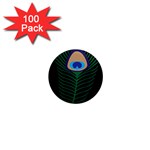 Peacock Feather 1  Mini Magnets (100 pack)  Front