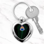 Peacock Feather Key Chains (Heart)  Front