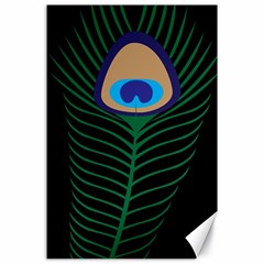 Peacock Feather Canvas 24  X 36  by Sudhe